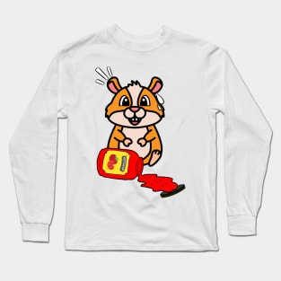 Funny hamster spilled tomato ketchup Long Sleeve T-Shirt